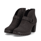 Dunkelbraune Rieker Damen Stiefeletten Y2586-25 mit einem Reißverschluss. Schuhpaar seitlich schräg.