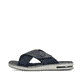 Blaue Rieker Herren Pantoletten 29083-14 mit Rieker Air Sohlenfenster. Schuh Außenseite.