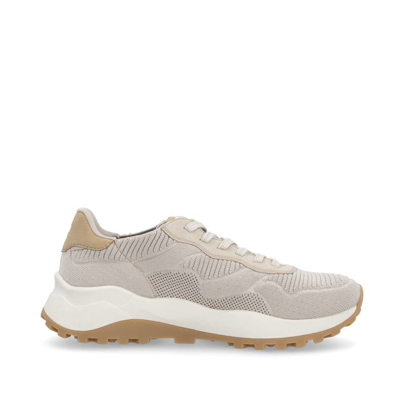 Beige waschbare Rieker Herren Sneaker Low U1302-62 mit einer Schnürung. Schuh Innenseite.