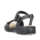 Schwarze Rieker Damen Riemchensandalen 64561-00 mit trendigen Schnalle. Schuh von hinten.