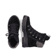 Schwarze Rieker Damen Schnürstiefel X8200-00 aus Rauleder mit Flip-Grip Sohle. Schuh von oben, liegend.