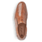 Braune Rieker Herren Slipper 08868-24 mit Gummizug sowie der Komfortweite G 1/2. Schuh von oben.
