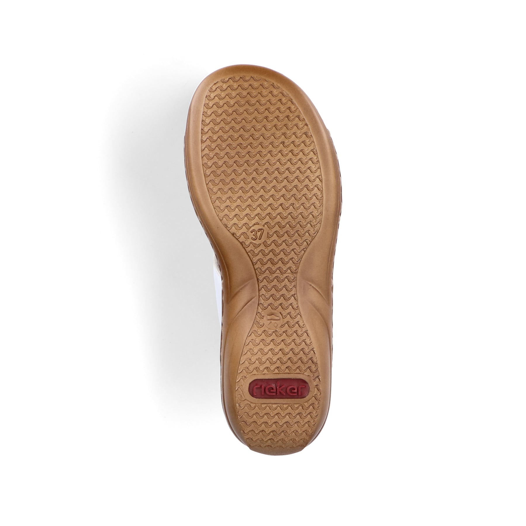 Weiße Rieker Damen Pantoletten 60894-80 mit trendigen Schnalle. Schuh Laufsohle.