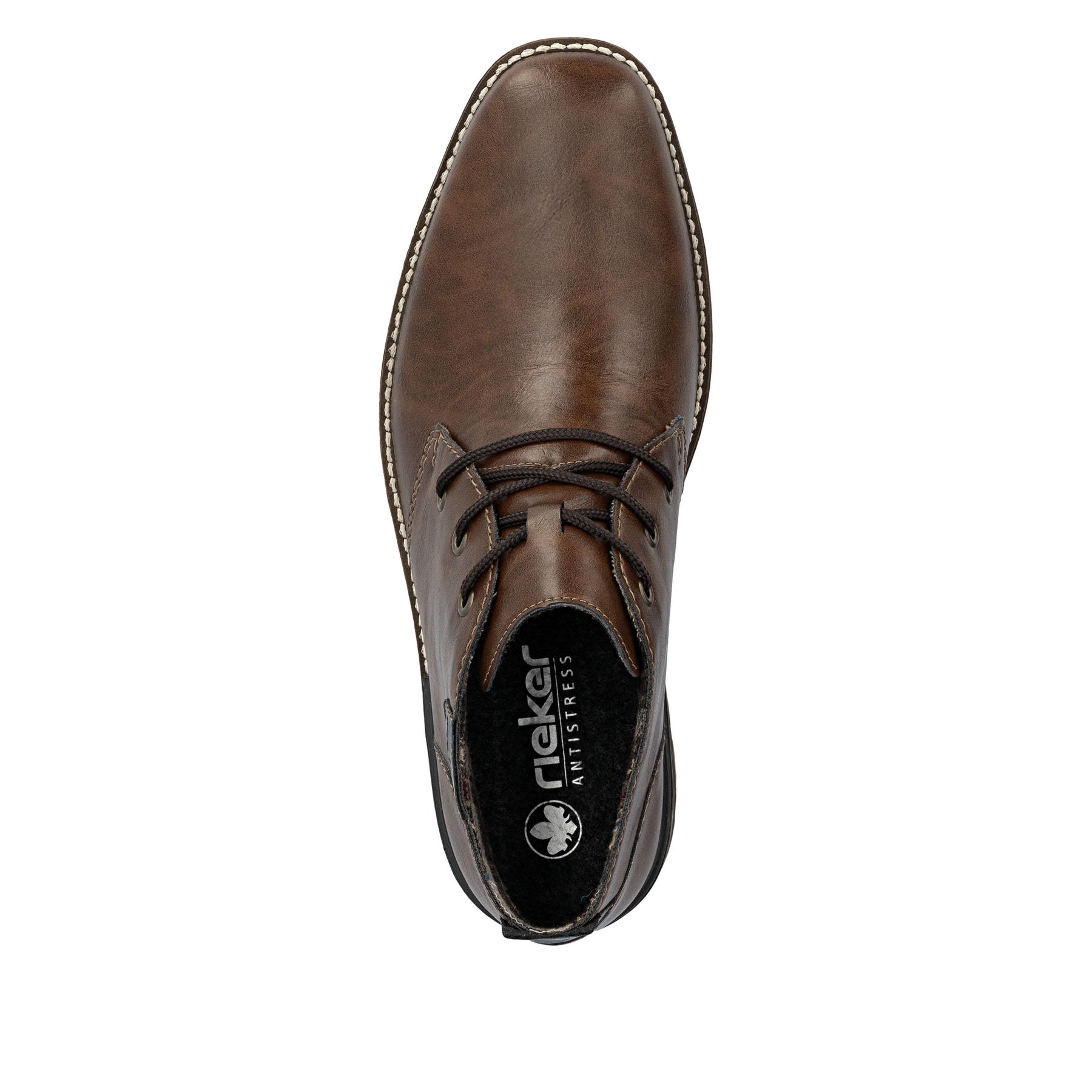 Karamellbraune Rieker Herren Schnürschuhe B1340-22 mit einer robusten Profilsohle. Schuh von oben