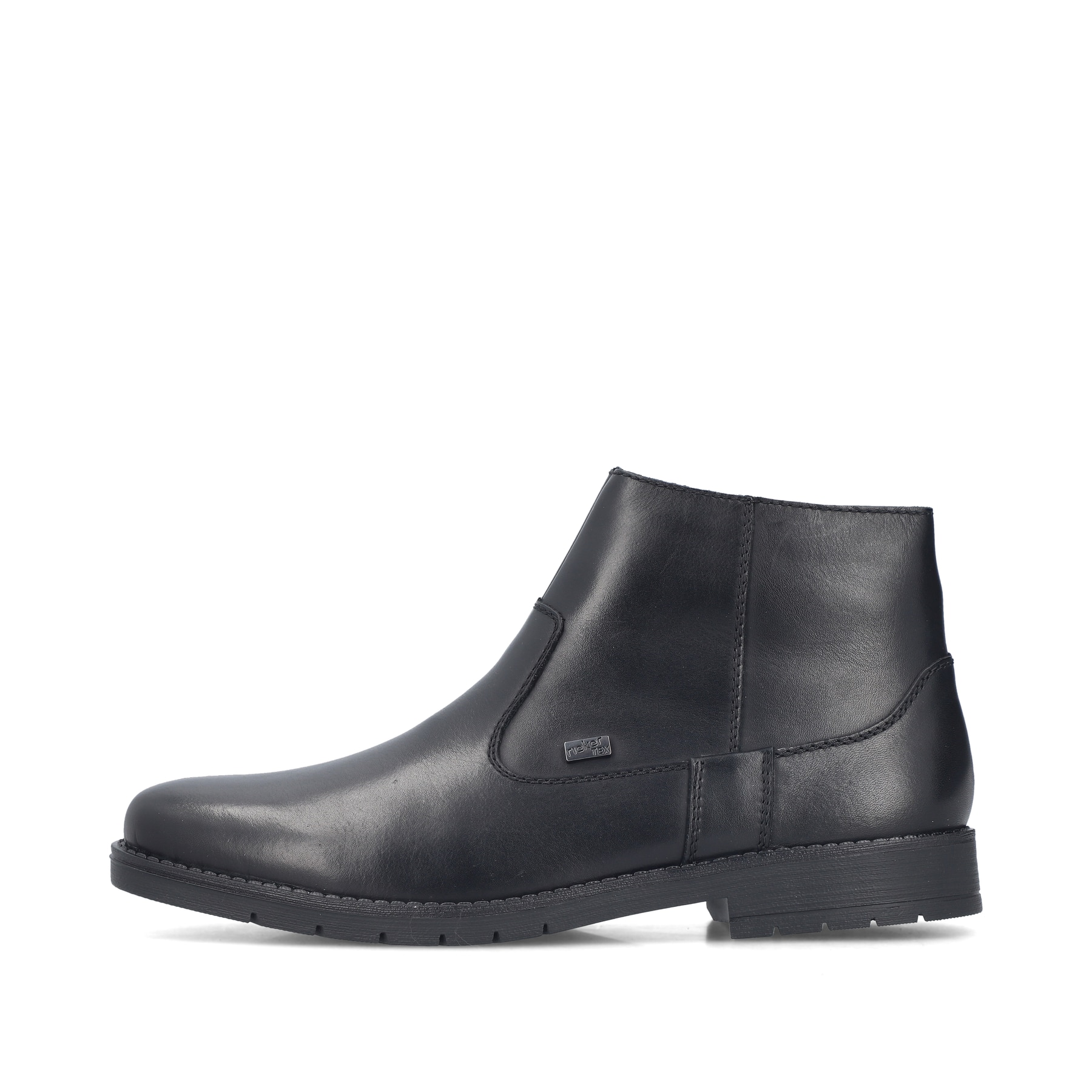Schwarze Rieker Herren Kurzstiefel 13960-00 aus Glattleder. Schuh Außenseite.