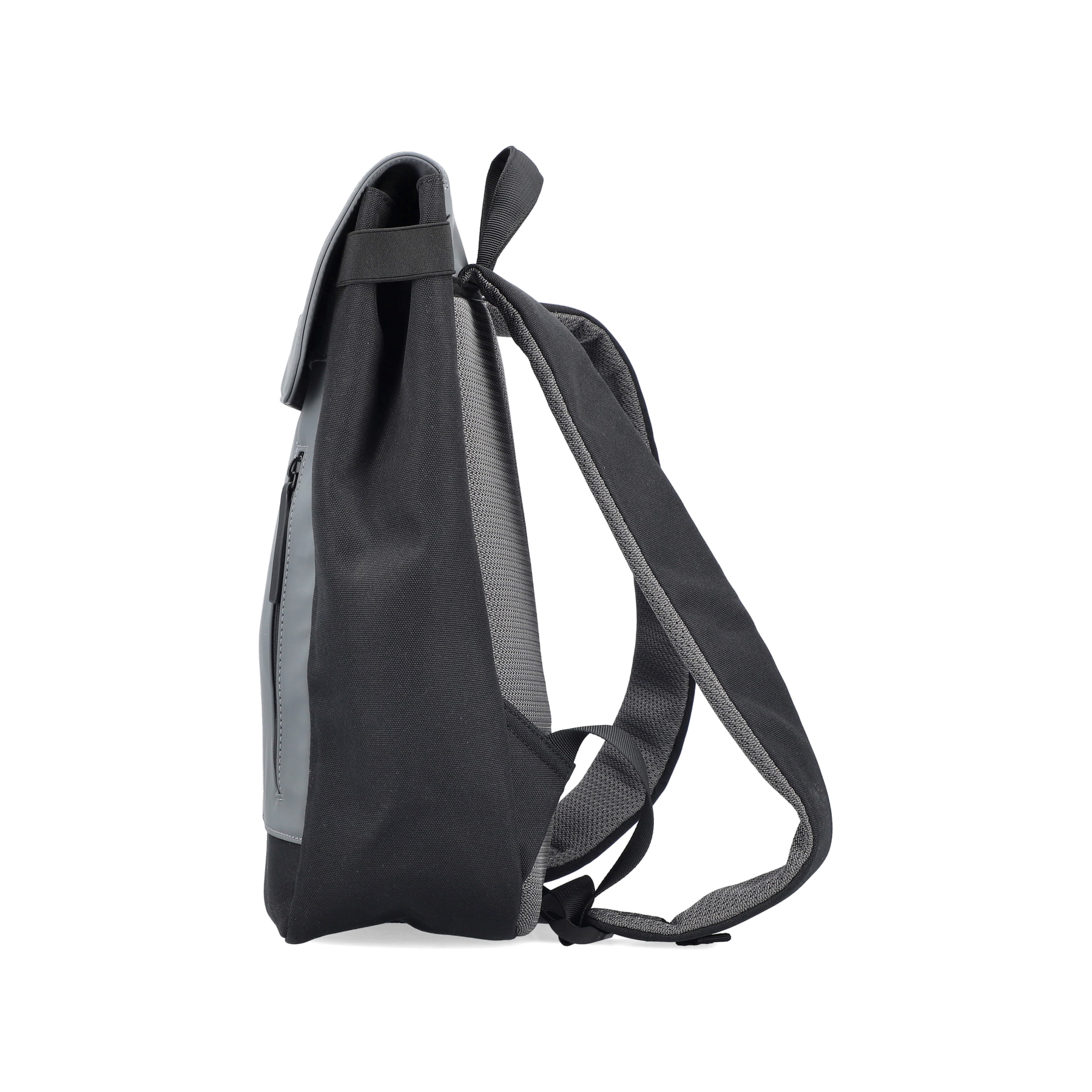 Sac à dos Rieker H5100-42 en gris avec fermeture velcro et compartiment rembourré pour ordinateur portable. Côté droit.