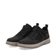 Schwarze Rieker Herren Schnürschuhe 37004-00 mit einem Reißverschluss. Schuhpaar seitlich schräg.