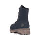 Dunkelblaue Rieker Damen Biker Boots Y7622-14 mit einem Reißverschluss. Schuh von hinten.