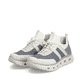 Weiße Rieker Damen Slipper M6061-90 mit ultra leichter und flexibler Sohle. Schuhpaar seitlich schräg.