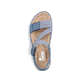 Blaue vegane Rieker Damen Trekkingsandalen 64870-14 mit einem Klettverschluss. Schuh von oben.