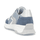 Blaue Rieker Damen Sneaker Low W1307-14 mit einer Schnürung. Schuh von hinten.