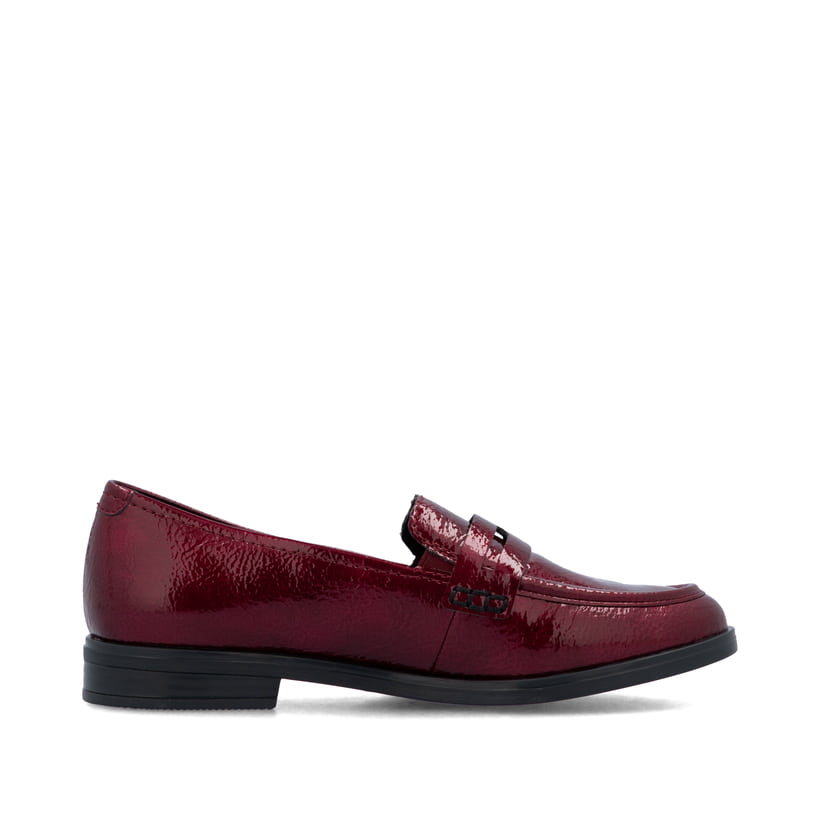 Rote Rieker Damen Loafer 46254-33 mit Gummizug sowie extra weicher Decksohle. Schuh Innenseite.