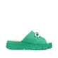 Grasgrüne Rieker Damen Pantoletten V1088-52 mit stilvoller Kette. Schuh Innenseite.