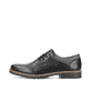 
Glanzschwarze Rieker Herren Schnürschuhe 13200-00 mit einer robusten Profilsohle. Schuh Außenseite