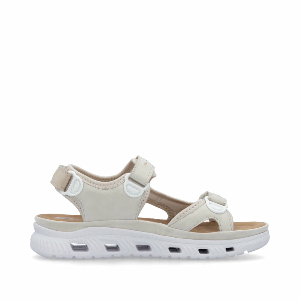 Beige Rieker Damen Trekkingsandalen 64074-60 mit einem Klettverschluss. Schuh Innenseite.