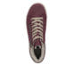 Bordeauxfarbene Rieker Damen Schnürstiefel N0709-35 mit einem Reißverschluss. Schuh von oben.