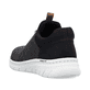 Schwarze Rieker Herren Slipper 13150-00 mit einer Gummischnürung. Schuh von hinten.