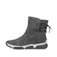 Dunkelgraue Rieker Damen Kurzstiefel 45990-45 mit einem Reißverschluss. Schuh Außenseite.