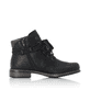 Asphaltschwarze Rieker Damen Schnürstiefel 71222-01 mit Schnürung und Reißverschluss. Schuh Innenseite