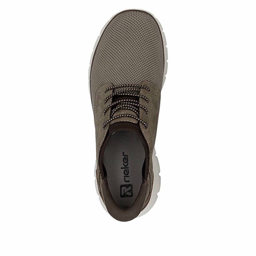 Beige Rieker Herren Slipper B6658-64 mit Ready2GO easy in Feature sowie Gummizug. Schuh von oben.