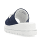Blaue Rieker Damen Pantoletten W1652-14 mit ultra leichter und flexibler Sohle. Schuh von hinten.