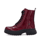 Kirschfarbene Rieker Damen Schnürstiefel W1870-35 aus Lackleder. Schuh Außenseite.
