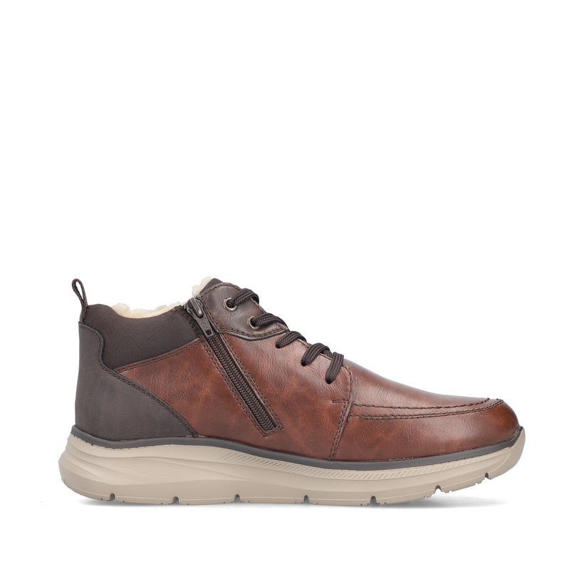 Braun-dunkelblaue Rieker Herren Schnürstiefel B1824-24 mit der lightsole+. Schuh Innenseite.