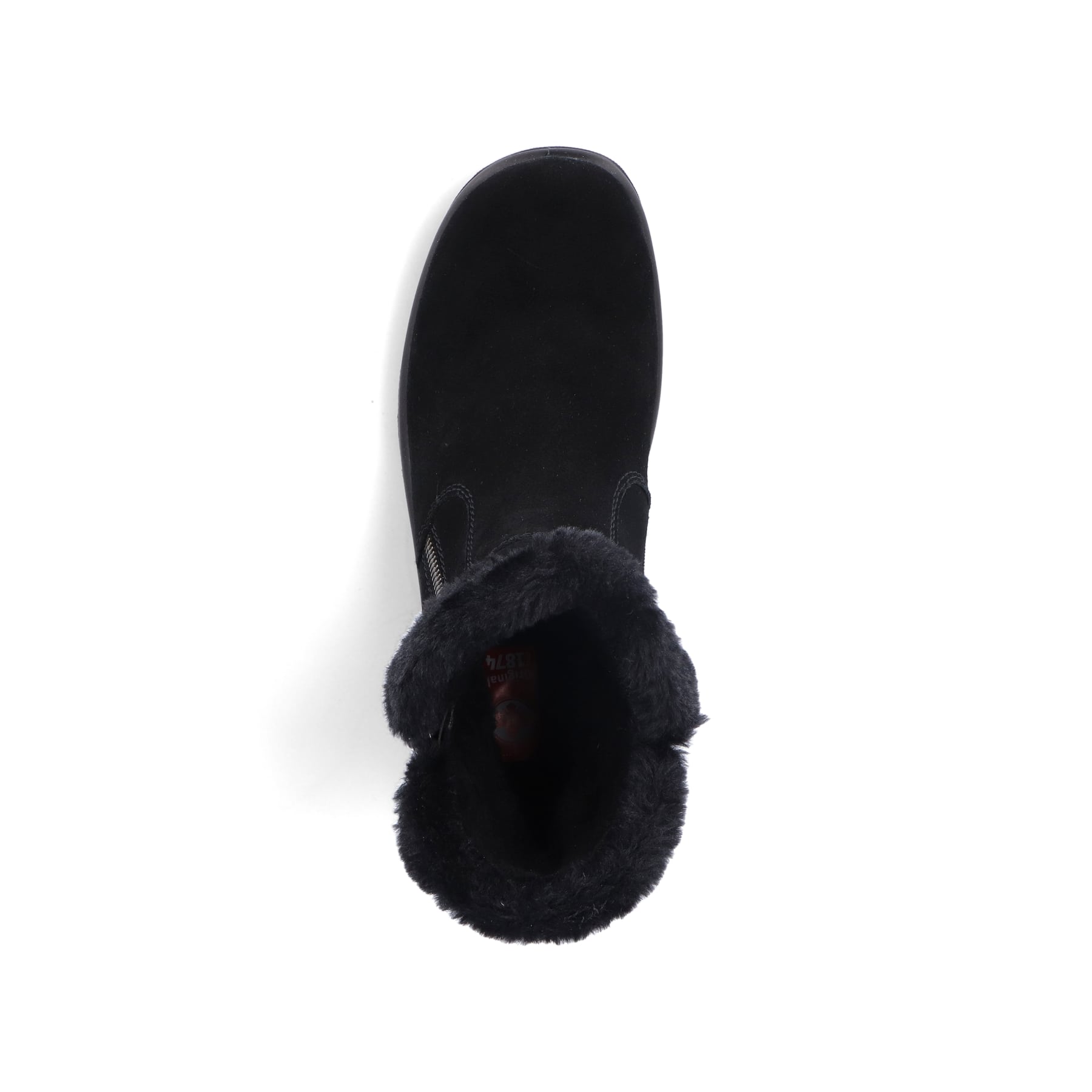 Tiefschwarze Rieker Damen Kurzstiefel L7162-00 mit einer schockabsorbierenden Sohle. Schuh Laufsohle
