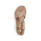 Beige Rieker Keilsandaletten V4355-62 mit einem Elastikeinsatz. Schuh von oben.