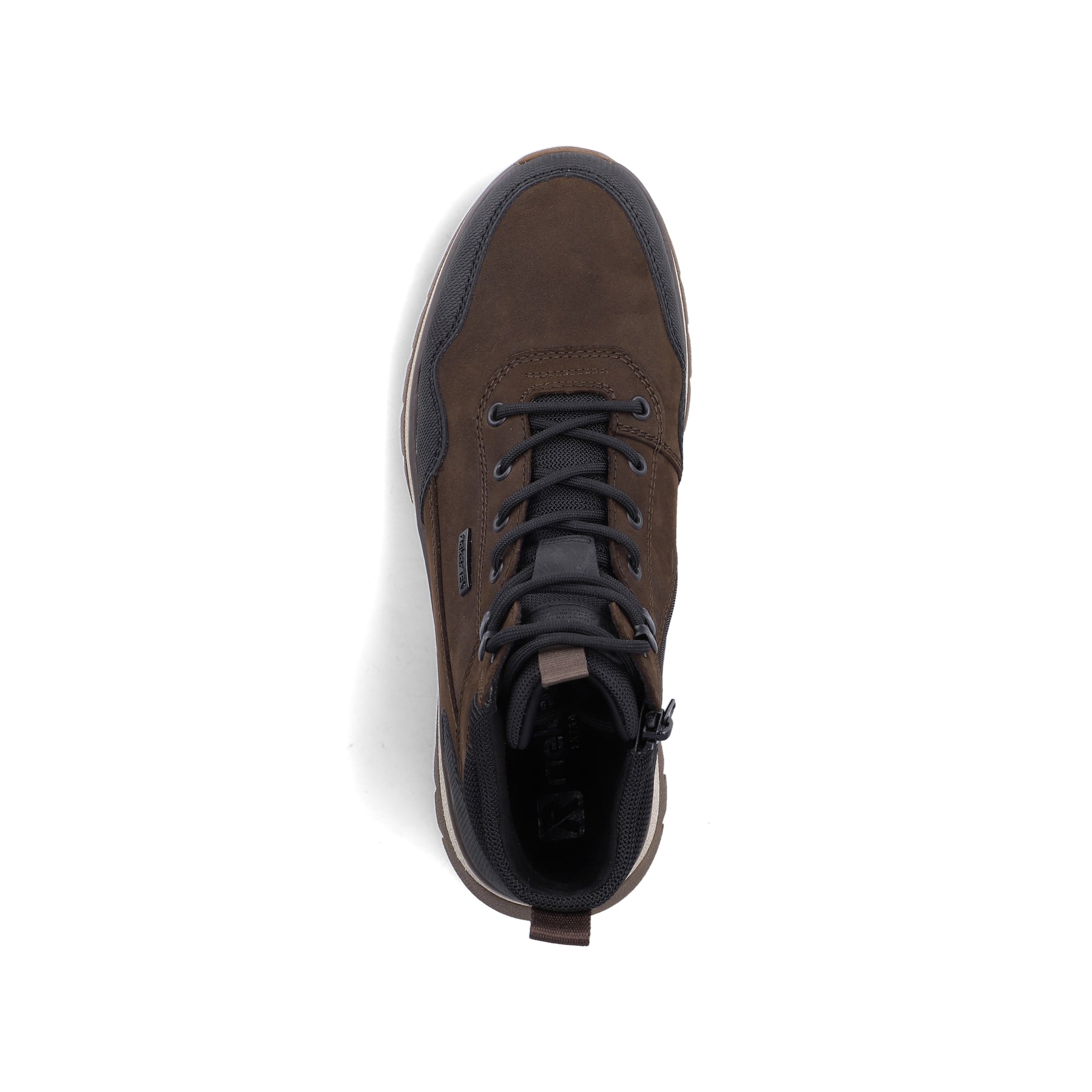Schwarz-dunkelbraune Rieker Herren Schnürstiefel B9310-24 aus Rauleder. Schuh von oben.