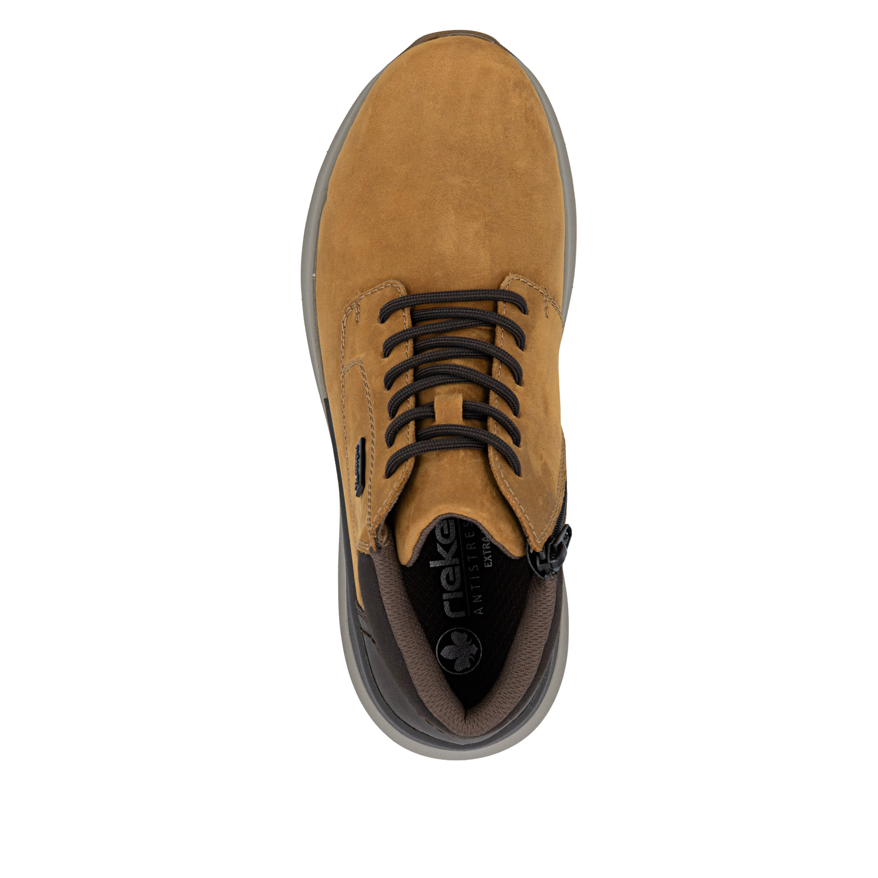 Bottes à lacets Rieker jaunes pour homme 06001-68 en cuir suédé. Chaussure vue de dessus.
