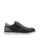 Blaue Rieker Herren Slipper 04551-14 mit modernen Ziernähten sowie Gummizug. Schuh Innenseite.