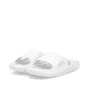 Mules Rieker blanches pour femme W3450-80 avec semelle ultra légère. Chaussures inclinées sur le côté.