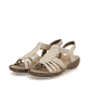 Beige Rieker Damen Riemchensandalen 608C0-62 mit Strasssteinen sowie Gummizug. Schuhpaar seitlich schräg.