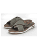 Grüne Rieker Herren Pantoletten 29083-52 mit Rieker Air Sohlenfenster. Schuhpaar seitlich schräg.