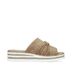 Beige Rieker Damen Pantoletten V0297-62 mit der schmalen Passform E 1/2. Schuh Innenseite.