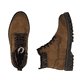 Braune Rieker Herren Schnürstiefel 30440-24 mit wasserabweisender TEX-Membran. Schuh von oben, liegend.