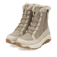 Beige Rieker Damen Schnürstiefel W0071-20 mit wasserabweisender TEX-Membran. Schuhpaar seitlich schräg.