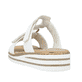 Mules Rieker blanches pour femme V0636-80 avec fermeture velcro. Chaussure vue de l'arrière.