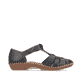 Schwarze Rieker Damen Riemchensandalen M1675-00 mit einem Klettverschluss. Schuh Innenseite.