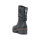 
Nachtschwarze Rieker Damen Kurzstiefel 79260-00 mit einer Profilsohle mit Blockabsatz. Schuh von hinten