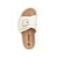 Weiße Rieker Damen Pantoletten V9582-80 mit trendigen Schnalle. Schuh von oben.