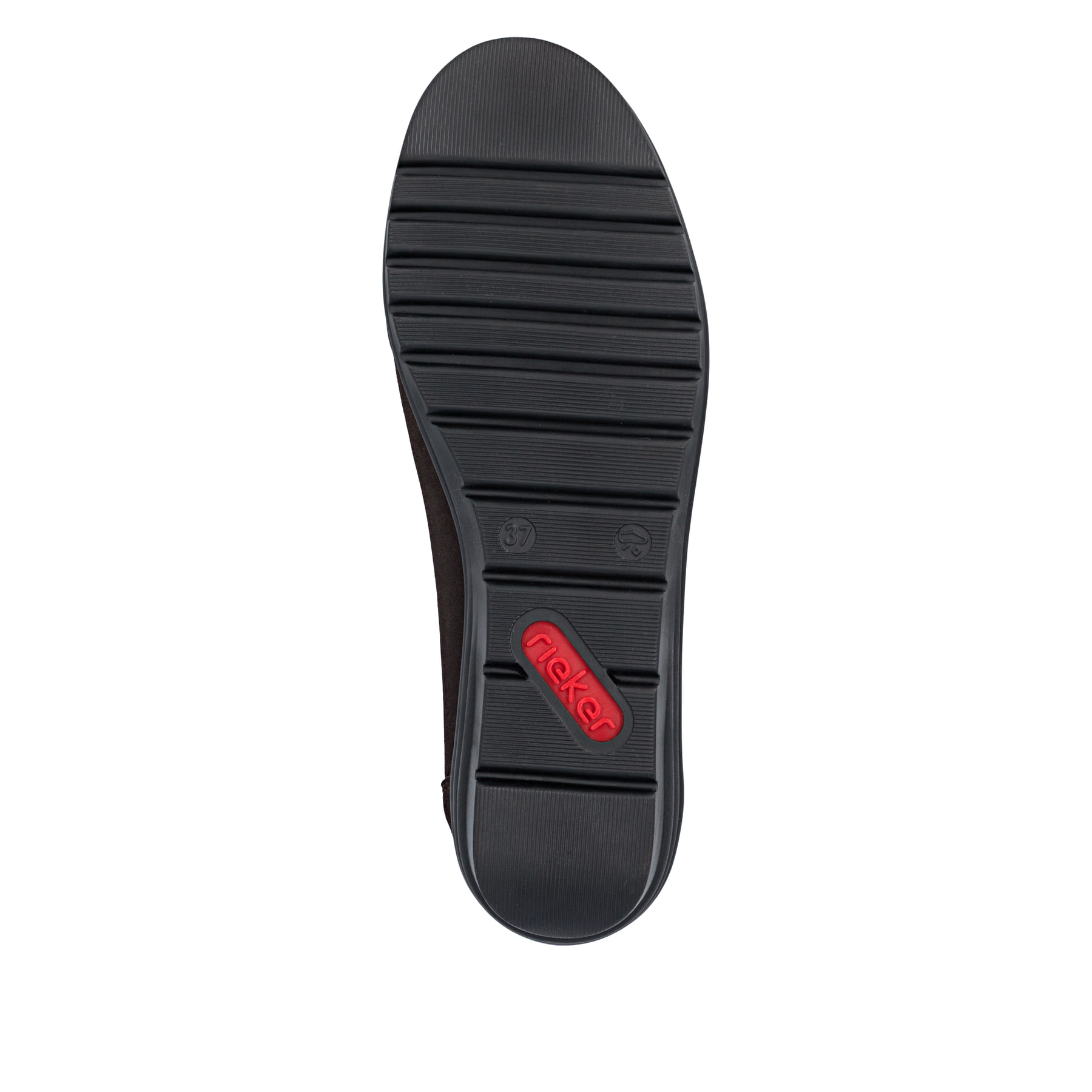 Dunkelbraune Rieker Ballerinas L5362-25 mit Deko-Schnalle. Schuh Laufsohle.