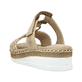 Beige Rieker Damen Pantoletten V1243-60 mit einem Klettverschluss. Schuh von hinten.
