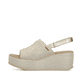 Beige Rieker Damen Sandalen 69460-62 mit moderner Spannnaht. Schuh Außenseite.