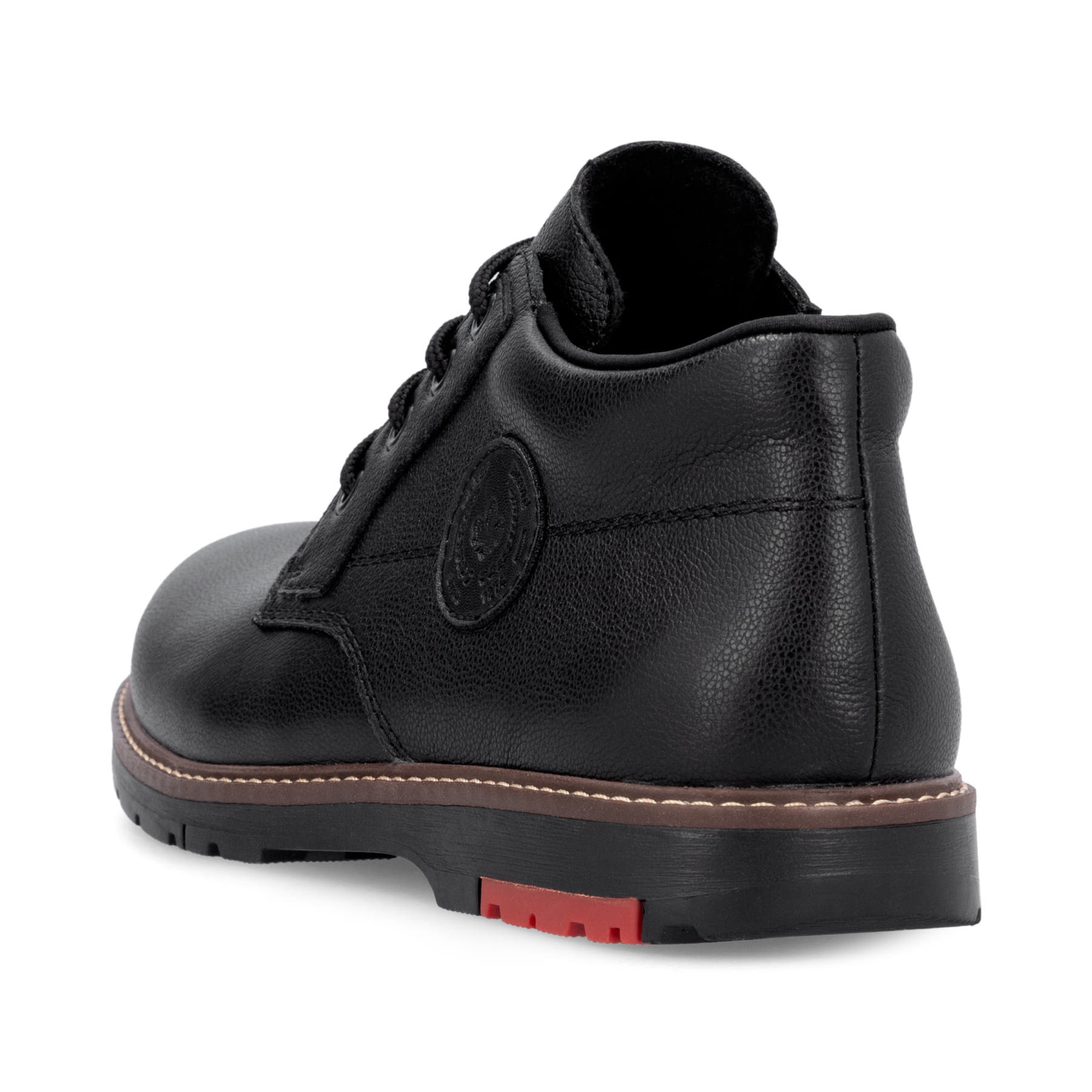 Schwarze Rieker Herren Schnürstiefel 10539-00 aus Glattleder mit Reißverschluss. Schuh von hinten.