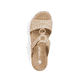 Beige Rieker Damen Pantoletten V1243-60 mit einem Klettverschluss. Schuh von oben.