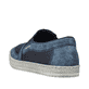 Blaue Rieker Herren Slipper B5264-14 mit Elastikeinsatz sowie verwaschenem Look. Schuh von hinten.