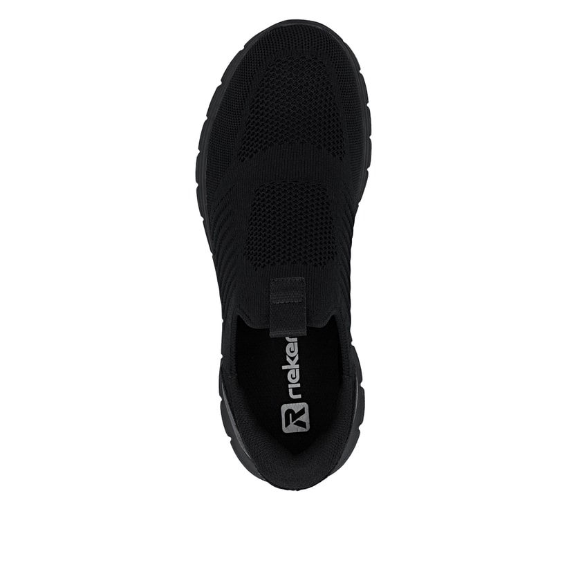 Mocassins Rieker noirs pour homme B6659-01 avec fonction easy in Ready2GO. Chaussure vue de dessus.