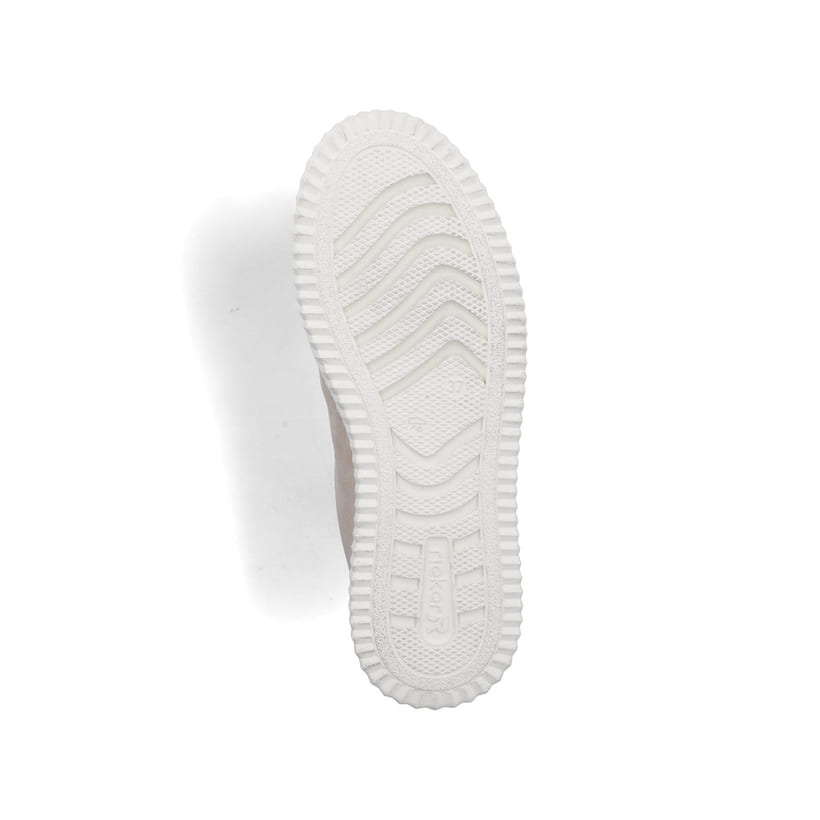 Beige Rieker Damen Sneaker Low N9920-62 mit einem Reißverschluss. Schuh Laufsohle.